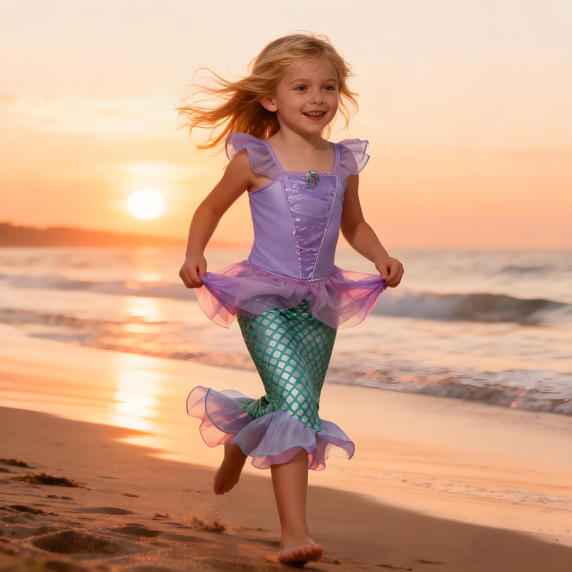 Anime Cosplay Little Girl - Summer Mermaid Birthday Party Dress Girl