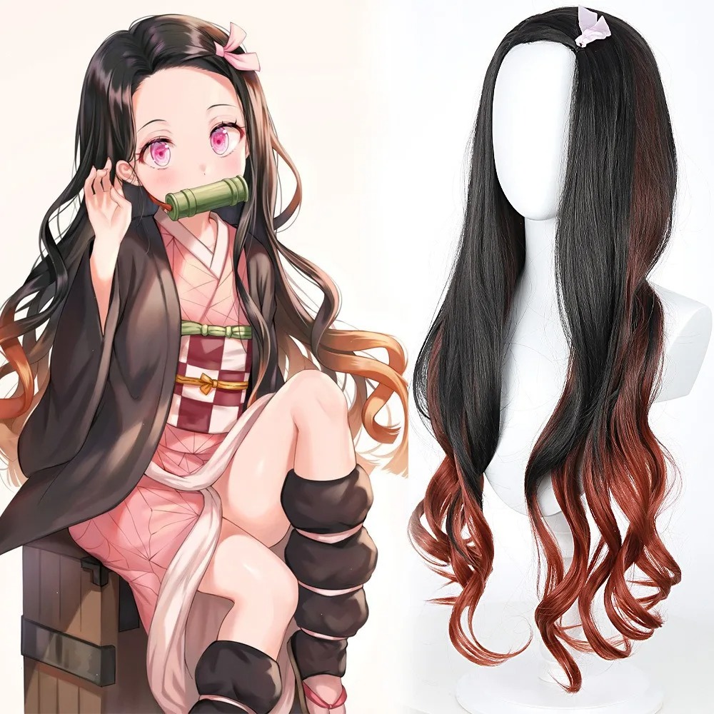 Black Dark Red Gradient Color  - Cosplay Anime Black Hair recension och pris